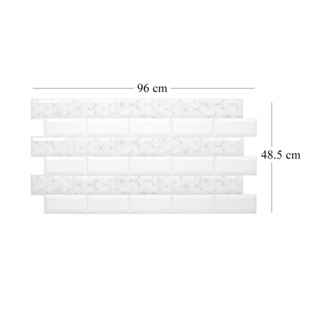 PANOU DECORATIV, PVC, MODEL MARMURA 3D, ALB CU PETALE, 96X48.5CM [3]