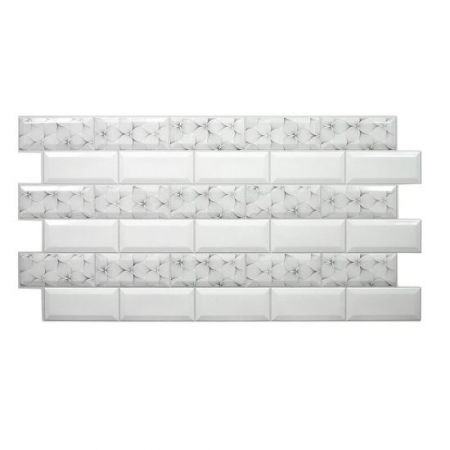 Panouri decorative - PANOU DECORATIV, PVC, MODEL MARMURA 3D, ALB CU PETALE, 96X48.5CM