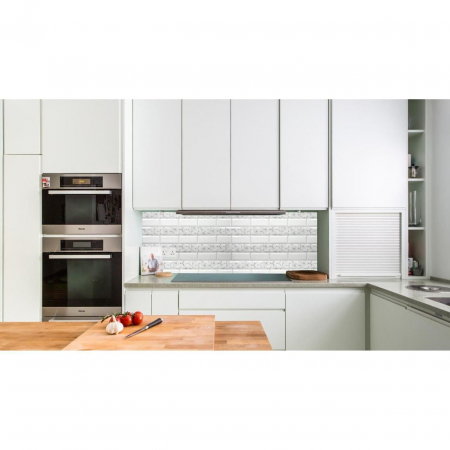 PANOU DECORATIV, PVC, MODEL MARMURA 3D, ALB CU PETALE, 96X48.5CM [2]