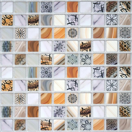 PANOU DECORATIV, PVC, MODEL MOZAIC, MARO SI GRI, 96X48.5 CM [2]