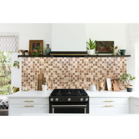 PANOU DECORATIV, PVC, MODEL MOZAIC, NUANTE MARO MURDAR, 96X48.5CM [2]