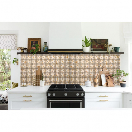 PANOU DECORATIV, PVC, MODEL MOZAIC, NUANTE PORTOCALIU MURDAR, 96X48.5CM [2]