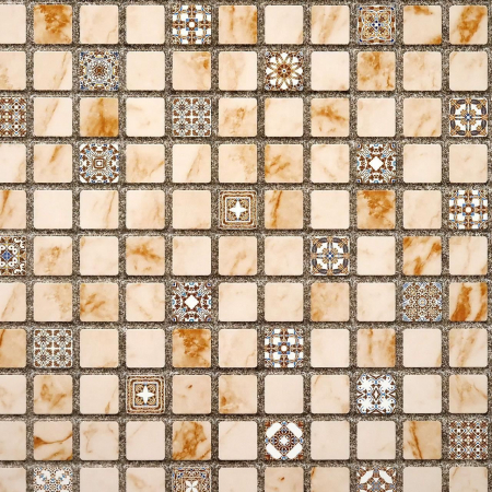 PANOU DECORATIV, PVC, MODEL MOZAIC, NUANTE PORTOCALIU MURDAR, 96X48.5CM [5]