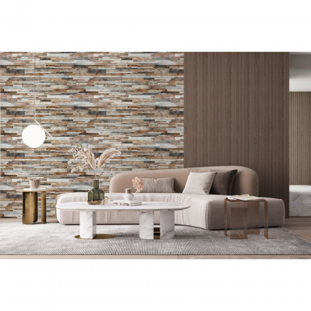PANOU DECORATIV, PVC, MODEL PIATRA 3D, NUANTE MARO SI NEGRU, 96X48.5CM [2]