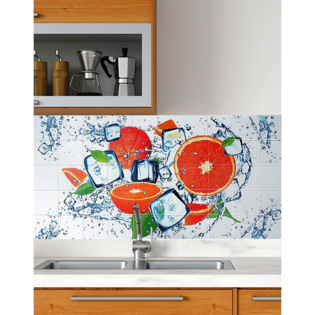 PANOU DECORATIV, PVC, MODEL PORTOCALE, ALB SI PORTOCALIU, 96X48.5 CM [3]