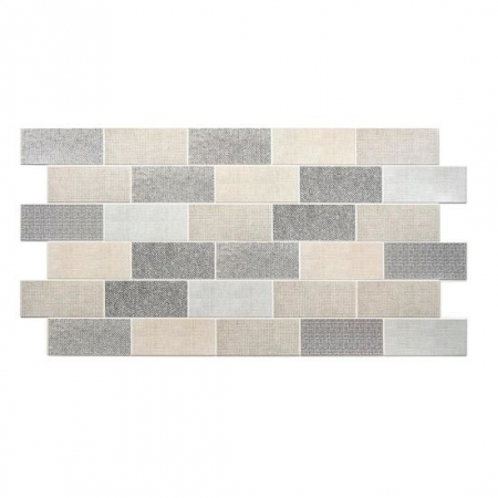 Panouri decorative - PANOU DECORATIV, PVC, MODEL TEXTIL 3D, NUANTE GRI PASTEL, 96X48.5CM