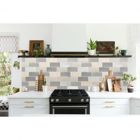 PANOU DECORATIV, PVC, MODEL TEXTIL 3D, NUANTE GRI PASTEL, 96X48.5CM [1]