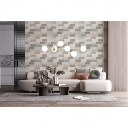 PANOU DECORATIV, PVC, MODEL TEXTIL 3D, NUANTE GRI PASTEL, 96X48.5CM [2]