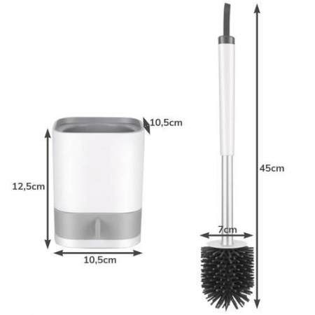 PERIE WC/TOALETA, CU SUPORT, PENTRU BAIE, SILICON, ALB SI GRI, 10.5X10.5X45 CM, RUHHY [9]