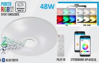 Plafoniere - PLAFONIERA LED SMART 48W RGBW CU BLUETOOTH SI TELECOMANDA PORTO 40CM 48W