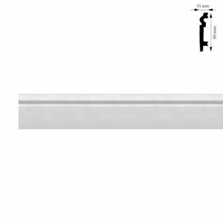 Plinte, izolatii si accesorii parchet - PLINTA PLASTIC, ALBA, 80X15 MM, 2.4 M