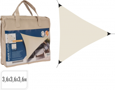 Umbrele si Pergole - Pânză de umbrire triunghiulară 3.6x3.6x3.6 m, crem, cu protecție solară UPF 50+