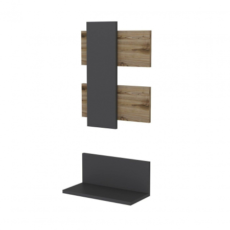 RAFT DE PERETE SUSPENDAT, PAL MELAMINAT, NATUR SI ANTRACIT, 45X22X20 CM/45X60 CM, BELLA, MINAR [2]