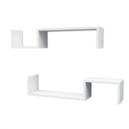 Living - RAFT DECORATIV PERETE, 2 PIESE, SUSPENDAT, PAL MELAMINAT, ALB, 95.4X19.5X19.5 CM, LIATRIS, MINAR