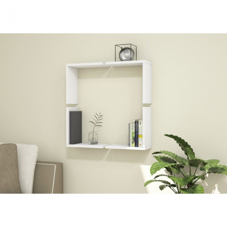 RAFT DECORATIV PERETE, MODULAR, SUSPENDAT, PAL MELAMINAT, ALB, 62.5X16X62.5 CM, ALPHA BOX, MINAR [8]