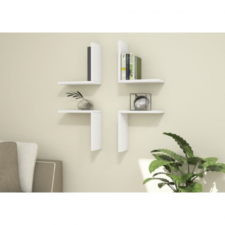 RAFT DECORATIV PERETE, MODULAR, SUSPENDAT, PAL MELAMINAT, ALB, 62.5X16X62.5 CM, ALPHA BOX, MINAR [4]