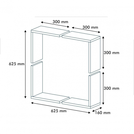 RAFT DECORATIV PERETE, MODULAR, SUSPENDAT, PAL MELAMINAT, ALB, 62.5X16X62.5 CM, ALPHA BOX, MINAR [1]
