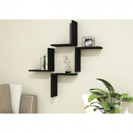 RAFT DECORATIV PERETE, MODULAR, SUSPENDAT, PAL MELAMINAT, NEGRU, 62.5X16X62.5 CM, ALPHA BOX, MINAR [6]
