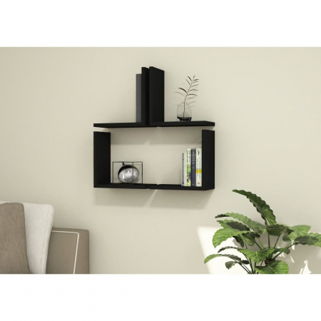 RAFT DECORATIV PERETE, MODULAR, SUSPENDAT, PAL MELAMINAT, NEGRU, 62.5X16X62.5 CM, ALPHA BOX, MINAR [5]