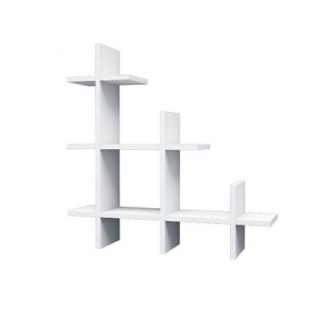 Living - RAFT DECORATIV PERETE, SUSPENDAT, PAL MELAMINAT, ALB, 80X20X80 CM, WHITE SHELF, MINAR