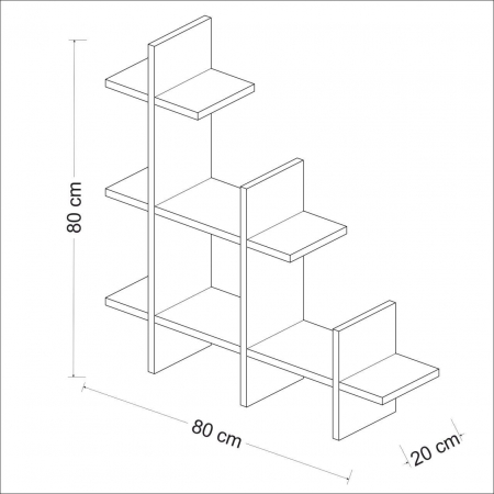 RAFT DECORATIV PERETE, SUSPENDAT, PAL MELAMINAT, NATUR, 80X20X80 CM, ISTAMBUL SHELF, MINAR [2]