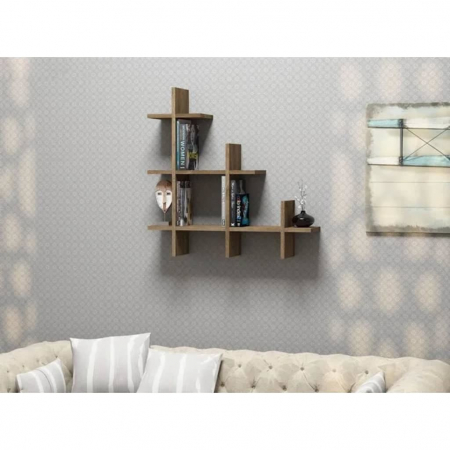 RAFT DECORATIV PERETE, SUSPENDAT, PAL MELAMINAT, NATUR, 80X20X80 CM, ISTAMBUL SHELF, MINAR [3]