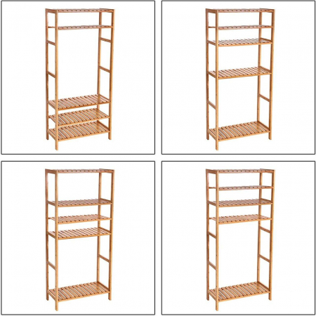 RAFT DEPOZITARE, SONGMICS, BAMBUS, 5 POLITE, NATUR, 10 KG, 60X26X130CM [4]