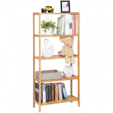 RAFT DEPOZITARE, SONGMICS, BAMBUS, 5 POLITE, NATUR, 10 KG, 60X26X130CM [1]