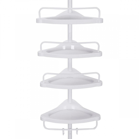RAFT PENTRU BAIE/DUS, VASAGLE, REGLABIL, INOX, 4 RAFTURI, ALB, 85-305 CM [8]