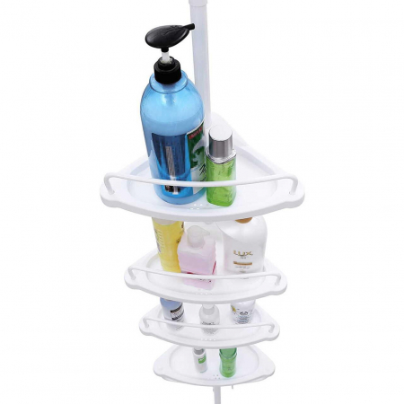 RAFT PENTRU BAIE/DUS, VASAGLE, REGLABIL, INOX, 4 RAFTURI, ALB, 85-305 CM [2]