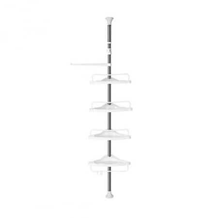 Suporturi si accesorii de baie - RAFT PENTRU BAIE/DUS, VASAGLE, REGLABIL, OTEL, 4 RAFTURI, CUIER, 95-300 CM