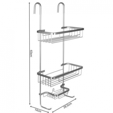 RAFT PENTRU DUS, SUSPENDAT, METALIC, 3 RAFTURI, 28.5X14X63 CM, MALATEC [6]