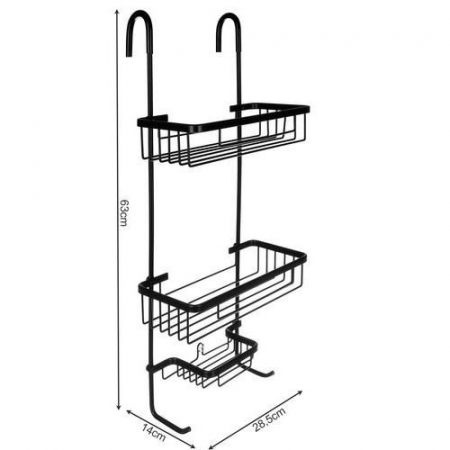 RAFT PENTRU DUS, SUSPENDAT, METALIC, 3 RAFTURI, NEGRU, 28.5X14X63 CM, MALATEC [8]