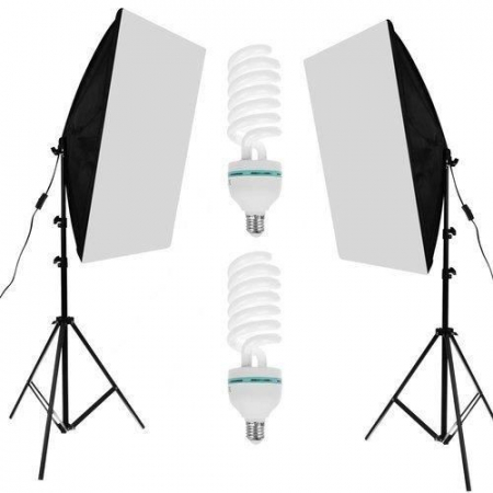 REFLECTOARE CU DIFUZIE PENTRU STUDIO FOTO, 2X150 W, 2X TREPIED 80/220 CM, SET 2 BUC, 50X70 CM, ISOTRADE [1]