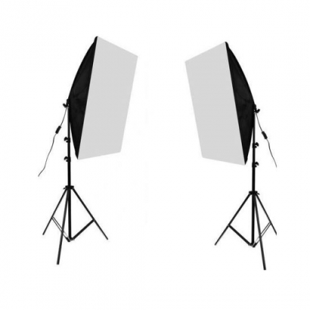 Iluminat - REFLECTOARE CU DIFUZIE PENTRU STUDIO FOTO, 2X150 W, 2X TREPIED 80/220 CM, SET 2 BUC, 50X70 CM, ISOTRADE