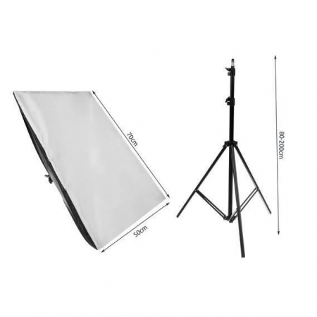 REFLECTOARE CU DIFUZIE PENTRU STUDIO FOTO, 2X150 W, 2X TREPIED 80/220 CM, SET 2 BUC, 50X70 CM, ISOTRADE [3]