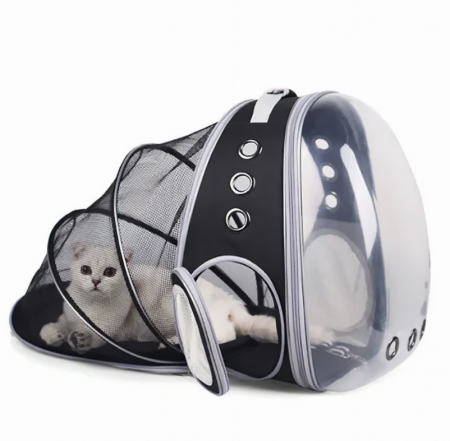 PetShop - Rucsac de transport pliabil pentru animale de companie - negru-gri