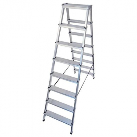 Bricolaj - SCARA ALUMINIU, 2 TRONSOANE, 7 TREPTE, PLATFORMA, MAX 125 KG, 1.82 M, DRABEST