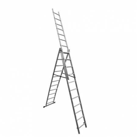 Scari de lucru - SCARA ALUMINIU, 3 TRONSOANE, 11 TREPTE, MAX 150 KG, 6.14 M, DRABEST 