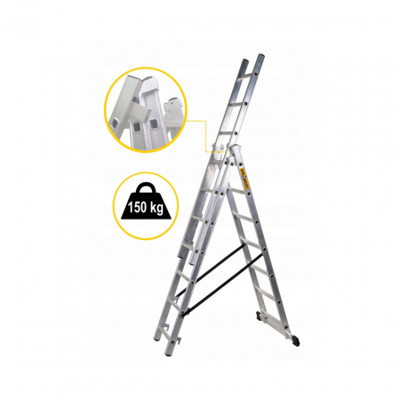 SCARA ALUMINIU, 3 TRONSOANE, 7 TREPTE, MAX 150 KG, 4.23 M, DRABEST [2]
