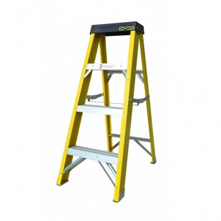 Scari de lucru - SCARA FIBRA DE STICLA, 2 TRONSOANE, 3 TREPTE, PLATFORMA, ELECTROIZOLANTA, 1.04 M, DRABEST