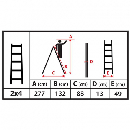 SCARA LEMN, 2 TRONSOANE, 4 TREPTE, CARLIG PENTRU GALEATA, MAX 150 KG, 1.32 M, STREND PRO [8]
