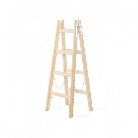 SCARA LEMN, 2 TRONSOANE, 4 TREPTE, CARLIG PENTRU GALEATA, MAX 150 KG, 1.32 M, STREND PRO [7]