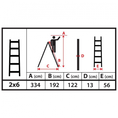 SCARA LEMN, 2 TRONSOANE, 6 TREPTE, CARLING PENTRU GALEATA, MAX 150 KG, 1.92 M, STREND PRO [8]