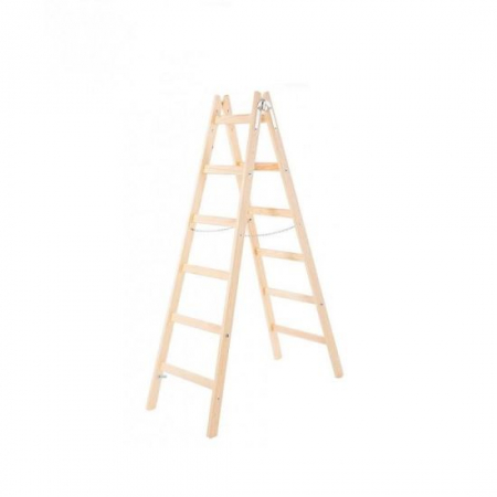 Scari de lucru - SCARA LEMN, 2 TRONSOANE, 6 TREPTE, CARLING PENTRU GALEATA, MAX 150 KG, 1.92 M, STREND PRO