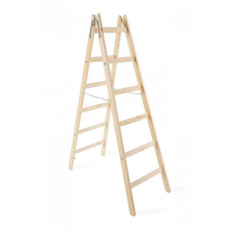 SCARA LEMN, 2 TRONSOANE, 6 TREPTE, CARLING PENTRU GALEATA, MAX 150 KG, 1.92 M, STREND PRO [6]