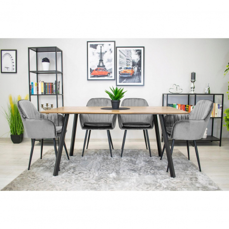 SCAUN BUCATARIE/LIVING, ARTOOL, LUGO, CATIFEA, METAL, ARGINTIU SI NEGRU, 57.5X56.5X86.5 CM [2]