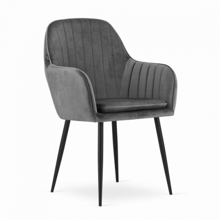 Amenajari Interioare - SCAUN BUCATARIE/LIVING, ARTOOL, LUGO, CATIFEA, METAL, GRI SI NEGRU, 57.5X56.5X86.5 CM