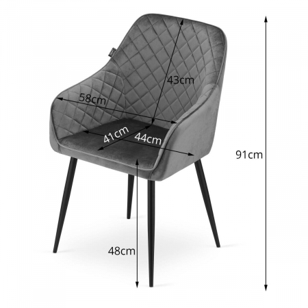 SCAUN BUCATARIE/LIVING, ARTOOL, NUGAT, CATIFEA, METAL, GRI SI NEGRU, 58X54.5X91 CM [4]