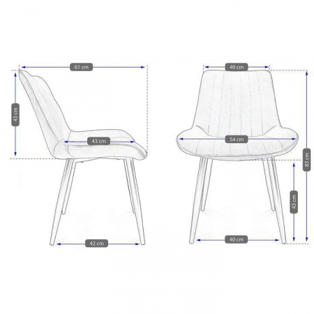 SCAUN BUCATARIE/LIVING, CATIFEA, METAL, ALBASTRU, 54X61X83 CM, VIVA [6]